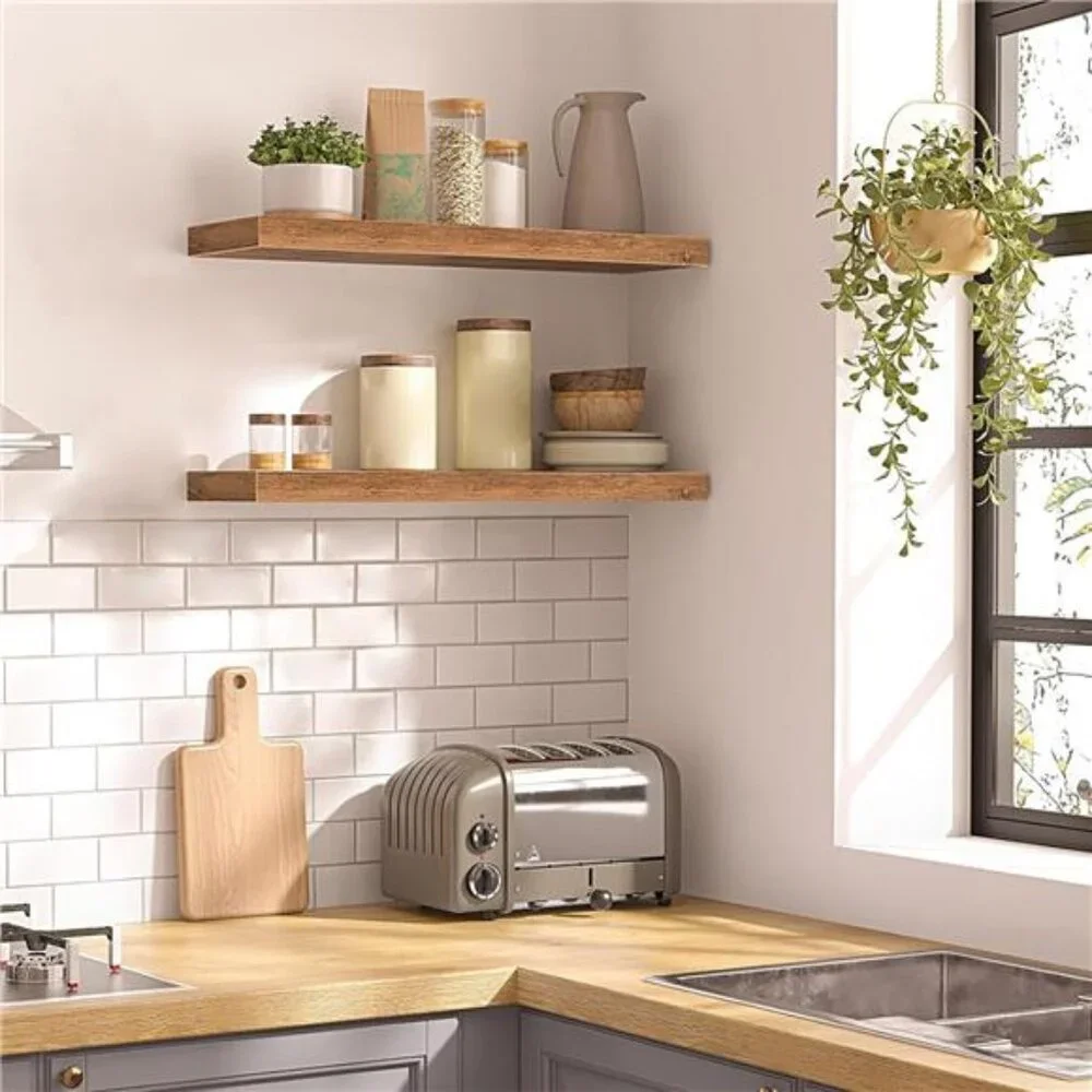 Floating Shelves for Wall, Wall Mounted Shelf Set of 2, 23.6